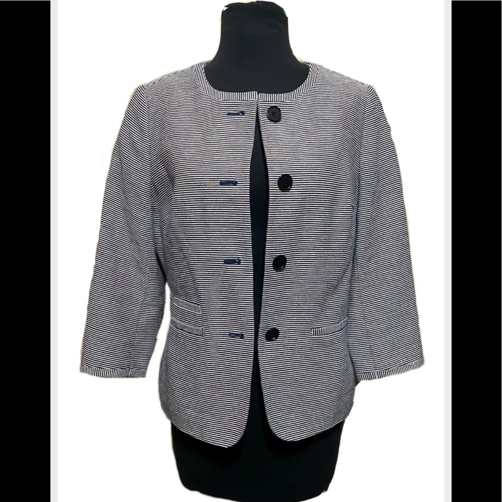 Talbots blue and white striped blazer size 6